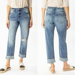 KanCan Cuffed Straight Leg Jeans High Rise Denim Buckle Stretch Womens Size 29